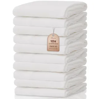 NatureMark 10er-Pack Baby-Mulltücher – 100% Baumwolle – weiche und saugfähige Tücher für Stillen & Babypflege, Windeln, Pucktücher & Waschlappen – Weiß, 70x70 cm