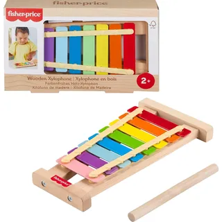 Fisher-Price Musikspielzeug für Kleinkinder, Holz-Xylophon, 2 Holzteile für die spielerische Entwicklung für Kinder ab 2 Jahren, HXV13