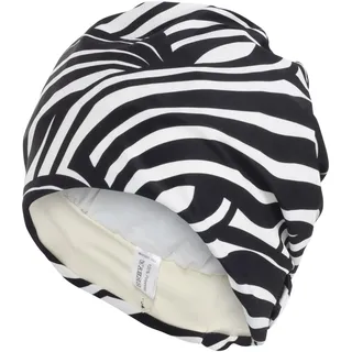 Fashy Exklusive Badehaube, Zebra-Muster Schwarz-Weiß, mit Klettverschluss, 80% PA 20% EL