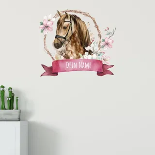 GRAZDesign Wandtattoo Pferd mit Namen personalisiert, Kinderzimmer für Mädchen - 57x50cm