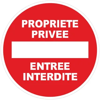 Selbstklebendes Sicherheitsschild, hart, rund, selbstklebend, laminiert, laminiert, wasserfest und UV-beständig, privates Eigentum, Eingang verboten, Durchmesser 24 cm