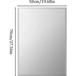 Badspiegel - Wandspiegel 50x70 cm - Rahmenlos - Facettenschliff - Eckig - Aufhängung inklusive - Gelb