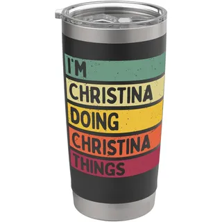 Ich bin Christina Ich mache Christina-Dinge Lustig Personalisiert Doppelwandiger Edelstahl-Thermobecher