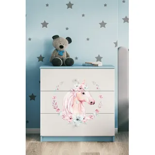 Kinderkommode mit Schubladen Pferd in der Farbe Blau Babydreams - Blau