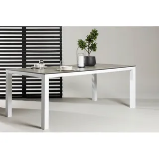 VCM Gartentisch 205 x 100 x 75 cm Grau/Weiß