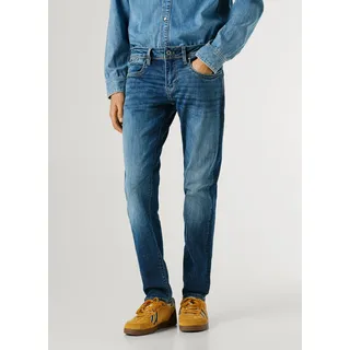 Slim-fit-Jeans PEPE JEANS "HATCH", Herren, Gr. 36, Länge 34, blau (medium powerflex), Denim/Jeans, Obermaterial: 94% Baumwolle, 4% Elastomultiester, 2% Elasthan, slim fit lang, Jeans Slim-fit-Jeans, im 5-Pocket Design, Topseller