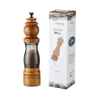 INF 19,5cm Transparente Pfeffermühle - Verstellbares Keramikmahlwerk