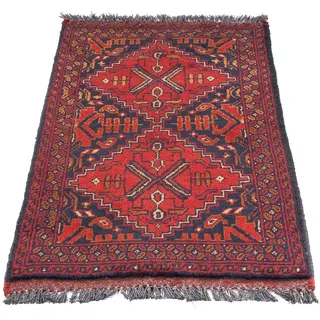 morgenland Orientteppich »Afghan - Kunduz - 102 x 52 cm - dunkelrot«, rechteckig, 7 mm Höhe, Wohnzimmer, Handgeknüpft, Einzelstück mit Zertifikat morgenland Dunkelrot B: 52 cm   1 St.