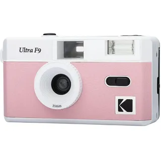 Kodak Ultra F9 – Silberkamera, wiederverwendbar, 35 mm, festes Objektiv 31 mm F/9, integrierter Blitz, einfaches Aufladen, manuelles Aufwickeln, ideal für den Innenbereich – Rosa