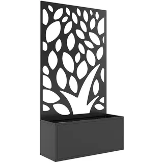 Outsunny Hochbeet mit Rankgitter aus Metall Schwarz , 29 L , 23x113x61 cm , Gartenzubehör, Hochbeete