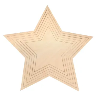Rayher Holz Sternen Set, 6-teilig, 42,5 cm ø, 5 Sterne verschiedene Durchmesser 26,5 – 42,5 cm, 1 Sternenplatte 22,5 cm, natur, Holz FSC zertifiziert, zum Bemalen und Dekorieren, 64514505