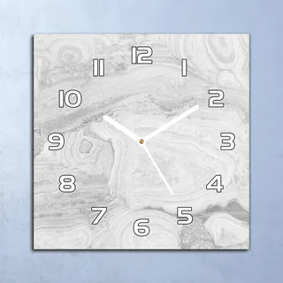 Deko Glasuhr Wanduhr 30x30 Expression Marmor Quarz Küchenuhr Bürouhr - Grau