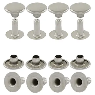 GETMORE Parts Hohlnieten, Einzelkopf, zweiteilig, Messing, rostfrei - ab 100 Stück, Silber vernickelt, 7 mm