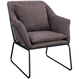 Svita Relaxsessel Josie Samt 68 x 82 x 64 cm Braun mit Kissen