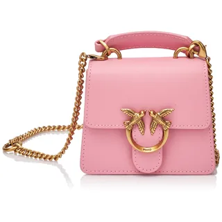 Pinko Damen Love One Top Handle Micro Light Vitello Seta Tasche, P31q_Marino-Antique Gold pink