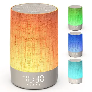 Tageslichtwecker mit 10 Licht Sonnenaufgang Wake Up Light, 30 Naturgeräuschen, Dimmbar Nachttischlampe, Sunrise Alarm Clock mit Ladefunktion Lichtwecker Einschlafshilfe,Dimmbares Nachtlicht,Timer