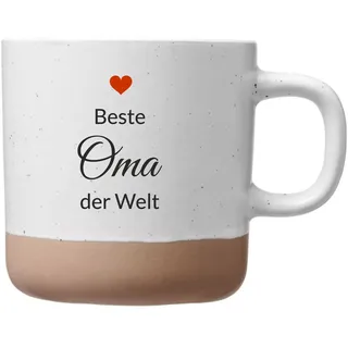 Laser Tattoo Beste Oma der Welt Keramik Kaffeetasse, Weiß, 360ml mit Herz-Design, Druck Spülmaschinenfest (OMA)
