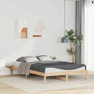 Design möbel Braun Bettgestell mit Nachttischen Natur 140 x 220 cm - Klassische Betten 2025Neu - Braun