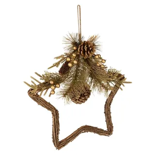 EGLO Gerik, Weihnachtsdeko, Gold, Naturmaterial, 1 Stück, 350 mm, 350 mm, 75 mm - Naturbelassen