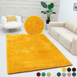 Bruno Banani Teppich "Dana Teppich, besonders weich und kuschelig, Kundenliebling" rechteckig 30 mm Höhe uni, Mikrofaser Teppiche, Wohnzimmer, Schlafzimmer, Esszimmer, gelb