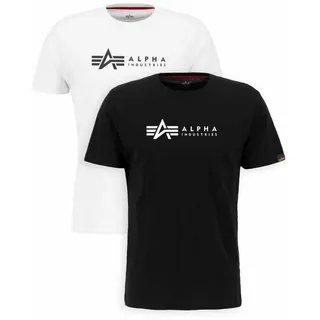 Alpha Industries Alpha Label T 2 Pack T-Shirt für Herren Black/White
