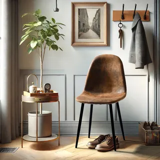 FurnitureR Komfort Sessel Set 4er - Braunes Veloursimitat, Gepolsterte Rückenlehne, Metallkreuzfuß, Bequeme Loungesessel für Wohnzimmer