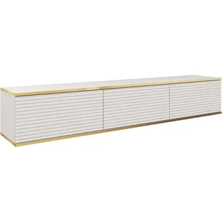 Hängendes TV Schrank - Modernes Design mit Push-to-Open-Funktion. Farbe: Weiss, D: L: 175 cm, H: 30 cm, T: 32 cm. TV Lowboard, TV Board, TV Sideboard Hängend, Wandschrank hängend - Weiß