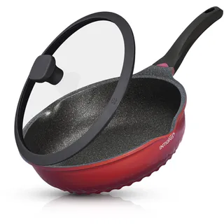 INTIGNIS Premium-Bratpfanne mit Deckel, Kratzfest, 30 cm, Extra Tief, Kompatibel mit allen Herdarten, Einschließlich Induktion, Frei von Chemikalien, Super Antihaftbeschichtet