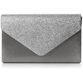 SwankySwans Damen Clutch Umschlag Kelly Glitzer Party Ball Clutch, silber - Silberfarben - Größe: One Size