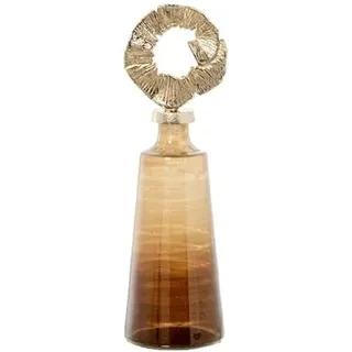 Dekorative Bodenvase aus Glas mit Aluminiumdeckel, Gold und Braun, 44,5 x 14 x 14 cm