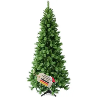 RS Trade Schmaler künstlicher Weihnachtsbaum 1101 Colorado 240 cm Grün mit Metallständer, Christbaum künstlich, Kunsttannenbaum, Klappsystem, schwer entflammbar, einfacher Aufbau, für Allergiker