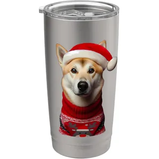 Kanaan Hund mit Weihnachtsmannmütze, Weihnachtsbesitzer, Liebhaber, Mutter, Papa Doppelwandiger Edelstahl-Thermobecher