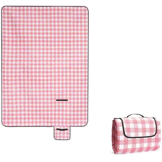Oak & Tea Picknickdecke Wasserdicht 150x200 cm Sandfrei Isoliert Maschinenwaschbar Stranddecke Campingdecke für Strand und Outdoor (Rot Weiß,150x200 cm)