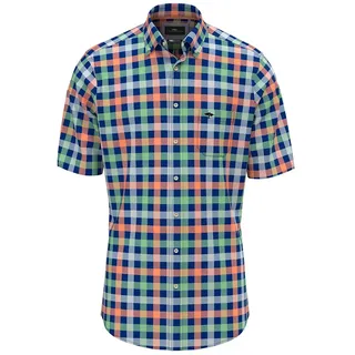 Fynch Hatton Colorful Combi Checks Kurzarmhemd - Sunny Orange - L