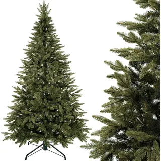 SPRINGOS Künstlicher Weihnachtsbaum Christbaum Fichte Natur 150 cm inkl. Christbaumständer Material PE-PVC Spritzguss - dunkelgrün