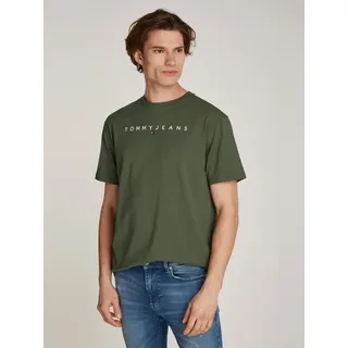 Tommy Jeans T-Shirt »TJM REG LINEAR LOGO TEE EXT«, mit Markenlabel TOMMY JEANS Fatigue Green