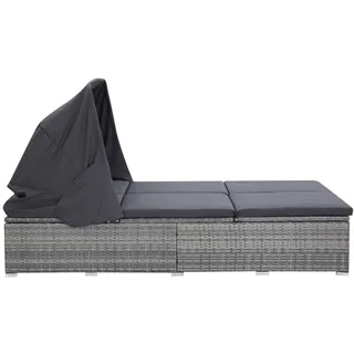 vidaXL 2-Personen-Sonnenliege mit Auflage Poly Rattan Grau - Grau