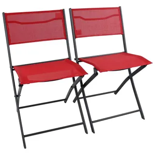 Ambia Garden Gartenstuhl-Set , Rot , Metall, Textil , 45x79x46 cm , klappbar, UV-beständig, regenabweisend, abwischbar , Gartenmöbel, Loungemöbel