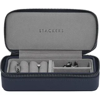 Stackers Herren-Schmuckkästchen, Marineblau, mittelgroß mit Reißverschluss