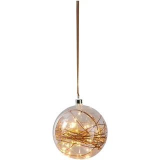 EGLO LED-Weihnachtskugel für Innen, beleuchtete Glaskugel zum Aufhängen Ø 20 cm, Leuchtkugel zum Hängen, extra-warmweiß, Strom-Betrieb