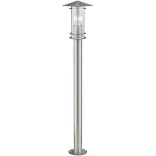 EGLO Außen-Wegelampe Lisio, 1 flammige Außenleuchte, Wegeleuchte aus Edelstahl in Silber, Glas in Transparent, E27 Fassung, IP44