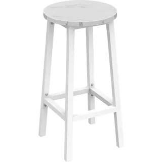 Barhocker – Marmor / weiße Beine - Weiß