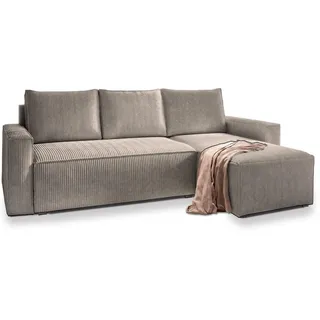 masseno Ecksofa Potaro mit Schlaffunktion L-Form, Sofa mit Bettkasten, Wohnzimmersofa, Couch, Soffa, Bettsofa, Couchgarnitur- Beige, POSO 02 - Beige