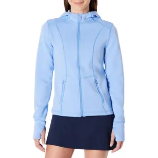 Amazon Essentials Damen Taillierte Sportjacke mit Reißverschluss und Kapuze, Atmungsaktiv, Fitness, Kornblumenblau, M