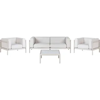 BELIANI 4-Sitzer Lounge Set Beige Kunststoff-Gestell mit Hellbeigen Kissen 2-Sitzer Sofa mit 2 Sesseln und Couchtisch Modernes Design Outdoor Indoor - Beige