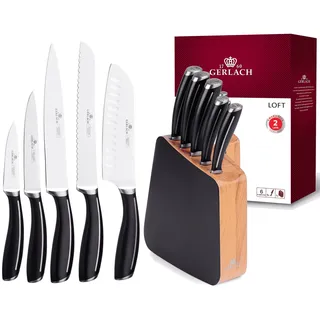 Gerlach G02-0981M-ZENB-05PU-S2S1-01 Set de Messer de Loft Block Küche-G02-0981M-ZENB-05PU-S2S1-01, Edelstahl - Schwarz