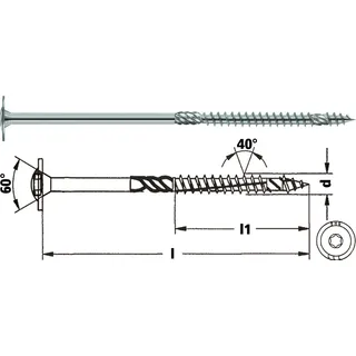 tornado schrauben Holzbauschraube Tellerkopf blau verzinkt TX 40 TG 10,0 x 260