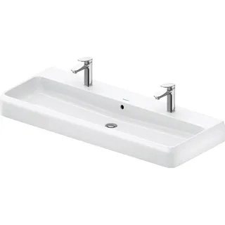 Duravit Collection One Aufsatzwaschtisch, 1200x470mm, mit Überlauf, Unterseite geschliffen und glasiert, DuraCeram, 2382122026, Farbe: 2 Hahnlöcher, mit HygieneGlaze