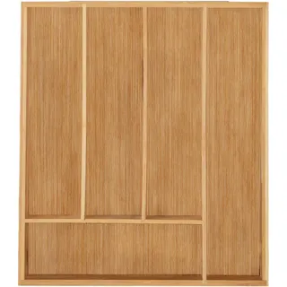 Relaxdays Besteckkasten , Hellbraun , Holz, Holzwerkstoff , 30x5x34 cm , Küchenzubehör, Küchenhelfer, Besteckeinsätze