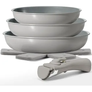 BLAZANT Pfannenset 7 tlg abnehmbarer Griff Induktion 20 24 28 cm Antihaft-Keramikbeschichtung